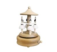 mophrati Carrousel rotatif apaisant, boîtes à musique en bois, jouet mécanique pour filles, ornement de table, peut jouer apaisant