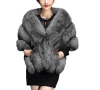 mophrati Châle en fausse fourrure pour femmes, col Premium pour robe de mariée Cheongsam, élégant et chaud, écharpe en fausse fourrure d'hiver, couleur lac argenté