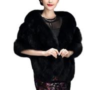 mophrati Châle en fausse fourrure pour femmes, col Premium pour robe de mariée Cheongsam, élégant et chaud, écharpe en fausse fourrure d'hiver, noir