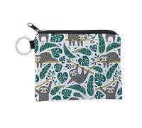 mophrati Change Purse Mini Wallet Multifonctionnel Pochettes Imperméables Paresseux Imprime Petits Portefeuilles Bohême Style Porte-Monnaie
