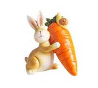 mophrati Charmante Figurine de Lapin de Pâques en Forme Carotte en résine, décoration cheminée Cuisine avec des caractéristiques Texture légère, Porter Une Carotte, 7.5 x 6.5 x 11 cm