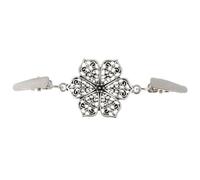 mophrati Charmante pince à col en forme de fleur ajourée, broche de pour pull, pince à châle, pour chemisier, pour kimono et robe, col pour pull et cardigan pour femme, Argent