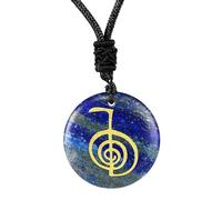 mophrati Collier pendentif symbole sacré Pour Reiki Cho Ku Rei, collier pendentif vintage, bijou élégant, accessoire unisexe, Bleu, 3 cm x 7 mm