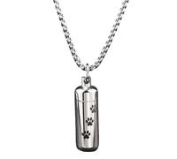 mophrati Collier porte-clés urne funéraire, souvenir | motif d'empreinte de patte, bijou commémoratif cylindrique, cadeau de deuil, bijou de crémation