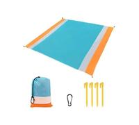 mophrati Couverture de plage imperméable pique-nique sol sable preuve tapis Portable fête en plein air arrière-cour auvent tente jouer jeu Pad, Orange Blanc Bleu