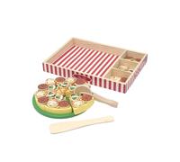 mophrati Cuisine Jouet en Bois Interactive avec Pizza - Jeu éducatif et ludique pour Les Enfants de 3 Ans et Plus - Jouet de Pizza en Bois pour Faire Semblant Jouer à la Cuisine