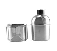 mophrati Ensemble bouilloire et tasse d'extérieur en acier inoxydable : bouilloire de 1 L et tasse de 6 L pour cuisiner en pleine nature. Comprend également une de 1 et une