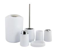 mophrati Ensemble d'accessoires de salle de bain comprenant un distributeur savon durable, un rideau douche tendance, tapis, porte-brosse à dents et distributeur savon. Indispensable pour, Blanc