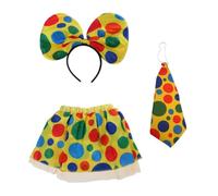 mophrati Ensemble de déguisement de clown : serre-tête et cravate à pois colorés, chapeau d'arlequin, idéal pour les fêtes et spectacles.