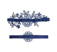mophrati Ensemble de jarretières en dentelle élégante orné de fleurs. Looks de mariée charmants pour les mariages et événements. Jarretières de mariée