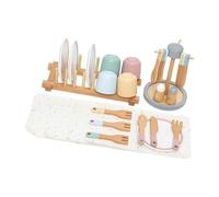 mophrati Ensemble de Vaisselle et de Couverts en Bois pour Jouer à la dinette. Ce Jeu rôle stimule l'imagination et développe Les compétences la Vie Quotidienne.