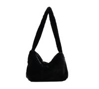 mophrati Femme en peluche sac à bandoulière fourre-tout de rangement voyage décontracté grande capacité sac à main organisateurs mode fermeture à glissière sacs, Le noir