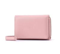 mophrati Femmes Portefeuilles PU Court Porte-Carte Fermeture éclair Triple pli Multi-Carte Sac à Main AntlerDecor pièce Photo Sac Souple Grande capacité, Rose
