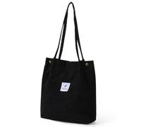 mophrati Femmes velours côtelé fourre-tout sac à bandoulière léger sacs à provisions réutilisables sacs à main de stockage pochette de voyage sangle renforcée, Noir