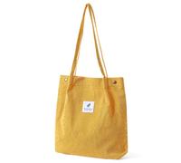 mophrati Femmes velours côtelé fourre-tout sac à bandoulière léger sacs à provisions réutilisables sacs à main de stockage pochette de voyage sangle renforcée, Jaune