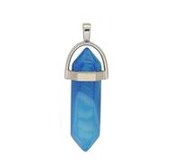 mophrati Hexagon Colonne Charme Femmes Bijoux À La Main Pendentif Suspendu Pointu Multicolore Agate Charmes Bracelet Amulette À L'aide, Bleu