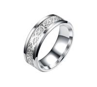 mophrati Hommes anneau en acier inoxydable plaqué Portable décoratif main bijoux décontracté fête vêtements décoration petit ami artisanat, Argent, Taille 8