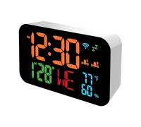 mophrati Hygromètre thermomètre Intelligent avec affichage LED numérique pour l'exploration des données historiques, horloge de Date, WiFi et semaine, Lampe orange
