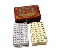 mophrati Jeu de Mahjong Chinois Traditionnel Portable, Mini tuiles de Mahjong, étui de Transport en Bois, Pratique, Facile à Lire, idée Cadeau, Version Chinoise Traditionnelle, Double Couleur