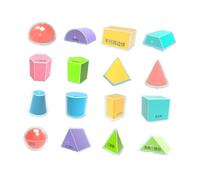 mophrati Jeu de mathématiques : Outils pédagogiques pour l’enseignement des modèles géométriques, Ensemble de Blocs géométriques Solides Multicolores, Formes variées, pour Aider Les élèves à