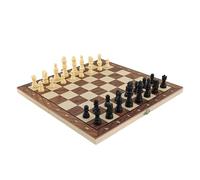 mophrati Jeu d'échecs et de Dames Pliable en Bois, Trois Jeux en Un, léger et Portable, idéal pour Les Adultes et Les Enfants, Brun, S