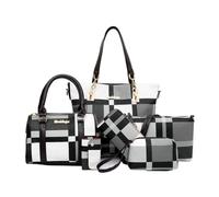 mophrati Joli ensemble de sacs à main pour femmes, cadeaux faciles à organiser et bien organisés, sac à main fourre-tout, portefeuille, étui à clés, ensemble de sacs à main en PU, noir