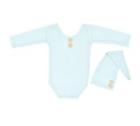 mophrati Kit de Chapeau de Barboteuse pour Nouveau-né Accessoires Combinaison à Manches Longues pour bébé 6 à 12 Mois, Bleu Clair
