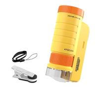 mophrati Le Microscope portatif Encourage l'imagination des Enfants avec des lumières LED et est Facile à Transporter pour Les Enfants. Que ce Soit à la Maison, Orange+Jaune