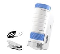 mophrati Le Microscope portatif Encourage l'imagination des Enfants avec des lumières LED et est Facile à Transporter pour Les Enfants. Que ce Soit à la Maison, Bleu + Blanc