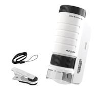 mophrati Le Microscope portatif Encourage l'imagination des Enfants avec des lumières LED et est Facile à Transporter pour Les Enfants. Que ce Soit à la Maison, Blanc + Noir