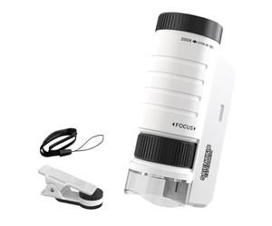 mophrati Le Microscope portatif Encourage l'imagination des Enfants avec des lumières LED et est Facile à Transporter pour Les Enfants. Que ce Soit à la Maison, Blanc + Noir