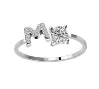 mophrati Lettre majuscule bague ouverte élégante fiançailles femme anneaux intérieur extérieur maison maquillage bijoux noël Festival cadeaux, Lettre M