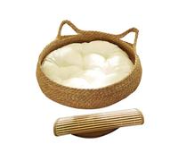 mophrati Lits pour Chats élégants pour Chats d'intérieur avec Herbe à Quenouilles de qualité supérieure et Coussin Confortable pour des Siestes Confortables. Les Lits pour Ont Une Excellente