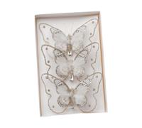 mophrati Lot de 3 figurines décoratives fantaisistes pour le Nouvel An, idéales pour ajouter de la Pour joie à votre décoration Noël. Décoration Noël avec papillons, Champagne, 11.5 x 2 x 10 cm