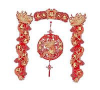 mophrati Lot de 4 décorations de porche sur le thème du dragon pour le Nouvel An chinois, Nouvel An chinois et la prospérité