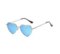 mophrati Lunettes de Soleil Chics avec Plusieurs Couleurs pour Un Look Tendance Lunettes de Soleil en Forme de Coeur en PVC Tac de lentille en Forme de Coeur, Cadre argenté Bleu Ciel
