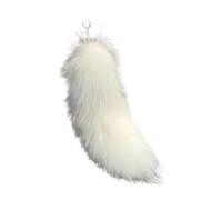 mophrati Luxueux couleurs durables queues de jeu de rôle queue de renard porte-clés queue de loup en peluche queue de fourrure longue durée porte-clés, Blanc