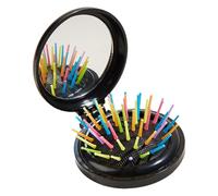 mophrati Mini brosse à cheveux portable avec miroir de maquillage, brosse de voyage avec miroir, peigne pliable, à cheveux ronde Quick Fixes avec, peigne pliable