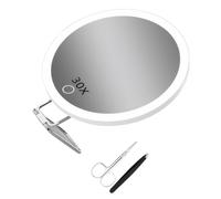 mophrati Miroir grossissant de voyage Portable avec grossissement 30x pour un toilettage de précision 15cm 3 couleurs gradation éclairé 30x, BLANC