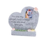 mophrati Monument commémoratif pour Animaux de Compagnie, stèle funéraire en résine pour Chat, à Poser sur Un Porche extérieur, Gris, Coeur d'ange