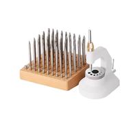 mophrati Outil de poinçonnage Polyvalent pour la réparation de Montres, avec Une Base en Bois Massif, des poinçons et des têtes de poinçonnage Essentiels. Fourniture d'outils
