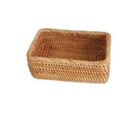 mophrati Panier de rangement traditionnel fait à la main au Vietnam pour boîte de rangement rustique en rotin en bois, Petit panier carré, S