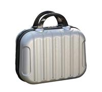 mophrati Portable Maquillage Stockage Organisateur Voyage ABS Valise boîte Mini Protecteur embarquement cosmétique étui Sac attaché au Chariot, Argent