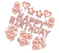 mophrati Rose Or Joyeux Anniversaire Coeur Décorations Confettis Ensemble Ballons Colle Cadeaux Filles Banquet Anniversaire Fond