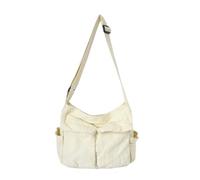 mophrati Sac à bandoulière en toile avec sangle réglable, plusieurs couleurs disponibles, sac à bandoulière en toile pour adolescentes, sac fourre-tout, Blanc cassé