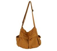 mophrati Sac à bandoulière en toile avec sangle réglable, plusieurs couleurs disponibles, sac à bandoulière en toile pour adolescentes, sac fourre-tout, Brun