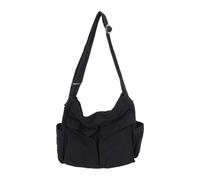 mophrati Sac à bandoulière en toile avec sangle réglable, plusieurs couleurs disponibles, sac à bandoulière en toile pour adolescentes, sac fourre-tout, Noir