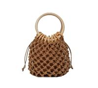 mophrati Sacs à bandoulière en paille pour vacances, plage, été, en coton, bois, polyvalents, adaptés Pour aux cadeaux d'anniversaire et de vacances, brun, +sac intérieur