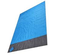 mophrati Tapis de plage pliable Tapis de couverture de randonnée en plein air résistant au sable avec piquets, Bleu