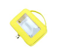 mophrati Trousse de Maquillage Portable en PVC - étanche à la poussière et à l'eau pour Les Voyages, Sac cosmétique Grande Ouverture, Sac de Maquillage Transparent, Jaune